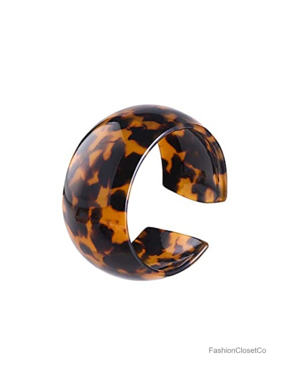 Acrylic Resin Tortoiseshell Mottled Stripe Cuff Bracelet Wide Bangle for Women